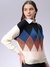 Women Off White Relaxed Fit Argyle Print Sweater