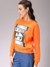 Women Orange Relaxed Fit Typographic Regular Sweatshirt