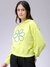 Women Yellow Relaxed Fit Holographic Hooded Sweatshirt
