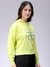 Women Yellow Relaxed Fit Holographic Hooded Sweatshirt