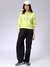 Women Yellow Relaxed Fit Holographic Hooded Sweatshirt