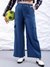 Women Blue Flare Solid Elasticated Cargo Trouser