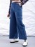 Women Blue Flare Solid Elasticated Cargo Trouser