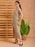 Women Freehand Grey A line Solid Partywear Draped Dress