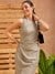 Women Freehand Grey A line Solid Partywear Draped Dress