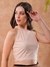 Women Cream Fitted Lace Halter Neck Crop Top