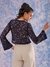 Blue Regular Lace Round Neck Crop Top
