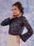 Blue Regular Lace Round Neck Crop Top