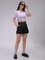 Women Purple Fitted Solid Crop Top