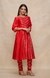 Red Gota Pleated Kurta