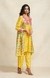 Yellow Printed Chanderi Pant