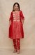 Red Gathered Gota Tunic