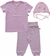 Pink Short Sleeve Top+Pink Pant+Pink CapSet (100% Cotton Interlock Biowash)