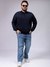 Men Plus Size Solid Half Open High Neck Sweater