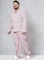 Men White Plus Size Solid Lounge Shirt and Pants Co-ords Set