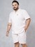 Men White Plus Size Fauna Printed Lounge Shirt and Boxers Co-ords Set