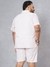 Men White Plus Size Fauna Printed Lounge Shirt and Boxers Co-ords Set