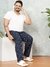 Men Navy Blue Plus Size Nautical Print Lounge Pants