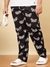 Men Black Plus Size Floral Lounge Pants