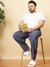 Men Navy Blue Plus Size Geometric Print Lounge Pants