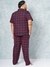 Men Red Plus Size Checked Lounge Shirt and Pants Co-ords Set
