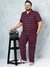 Men Red Plus Size Checked Lounge Shirt and Pants Co-ords Set