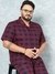 Men Red Plus Size Checked Lounge Shirt and Pants Co-ords Set