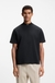 Stretch-cotton T-shirt with logo collar