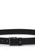 Leather belt with stacked-logo keeper trim