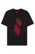 Cotton-jersey T-shirt with biker-inspired and roses graphic