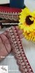 Maroon Scalloped Pearl Dori Embroidery Lace on Beige Net
