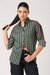 Womens Green Navy Cotton Side Stripe Shirt
