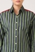 Womens Green Navy Cotton Side Stripe Shirt