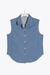 Womens Light Indigo Denim Sleeveless Shirt