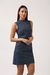 Womens Navy High Neck Cotton Dress