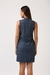 Womens Navy High Neck Cotton Dress