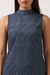 Womens Navy High Neck Cotton Dress