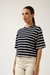 Womens Super Soft-Boxy Tee-Navy & White Stripe