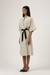 Womens Sandstone & Offwhite Striped Kimono Dress
