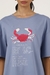 Womens Steel Oversized Crab Graphic Printed Tee