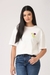 Womens White Oversized T-Shirt with Green Crochet
