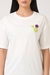 Womens White Oversized T-Shirt with Green Crochet