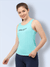 Women Slit Back Mesh Tank Top Turquoise