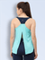 Women Slit Back Mesh Tank Top Turquoise