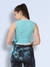 Women Ultra Breathable Side knot Wrap around Crop top Turquoise