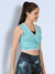 Women Ultra Breathable Side knot Wrap around Crop top Turquoise