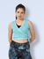 Women Ultra Breathable Side knot Wrap around Crop top Turquoise