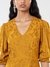 Mustard Viscose Floral Midi Dress