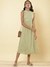 Mint Green Linear Embroidery Midi Dress