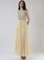 Beige Leaf Button Embroidery Maxi Dress